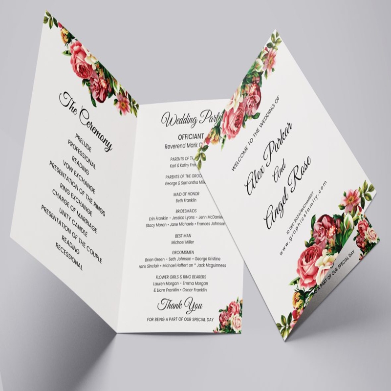 فایل الگوی برنامه عروسی دو لت - Wedding Program Bi Fold Template