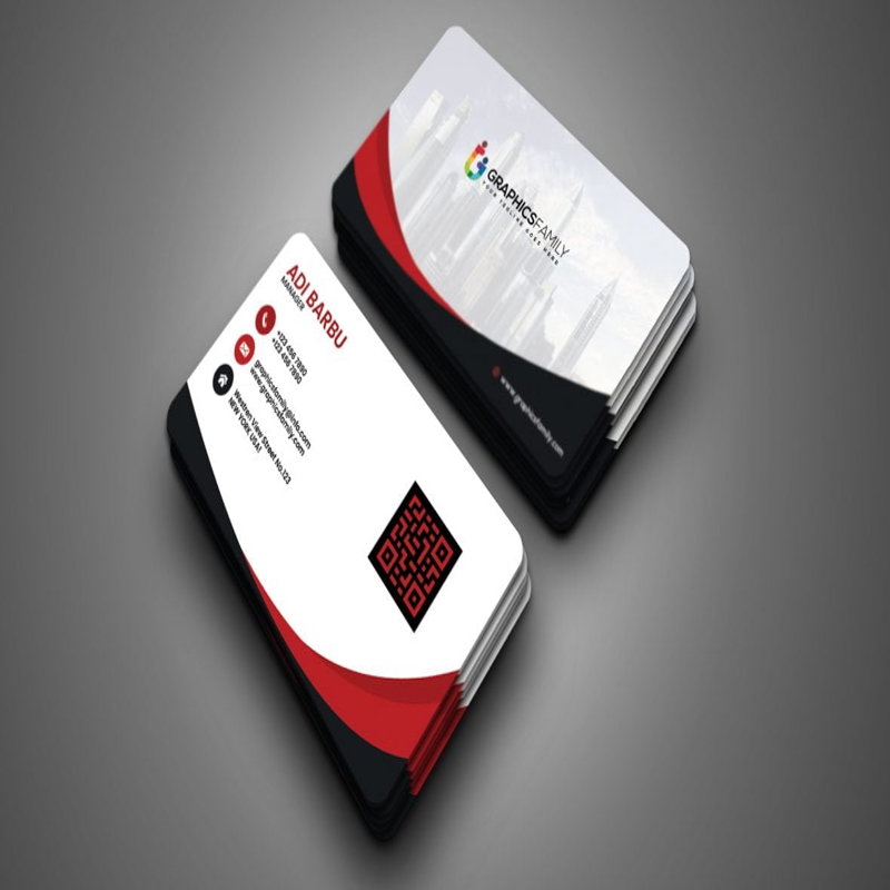 فایل کارت ویزیت سفید با جزئیات قرمز و مشکی - White business card with red and black details