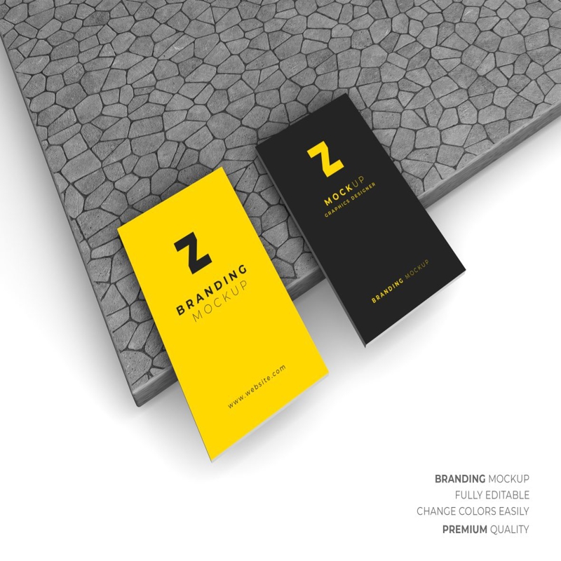 فایل کارت ویزیت سفید میز بتنی رندر سه بعدی - White business cards concrete desk 3D rendering