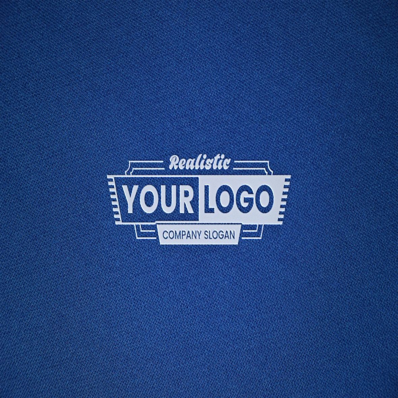 فایل موکاپ لوگوی سفید روی پارچه آبی - White Logo Mockup on Blue Textile