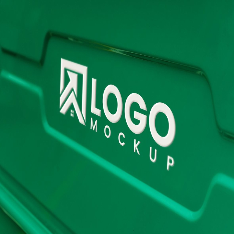 فایل موکاپ لوگوی سفید روی زمینه سبز - White Logo Mockup on Green Background