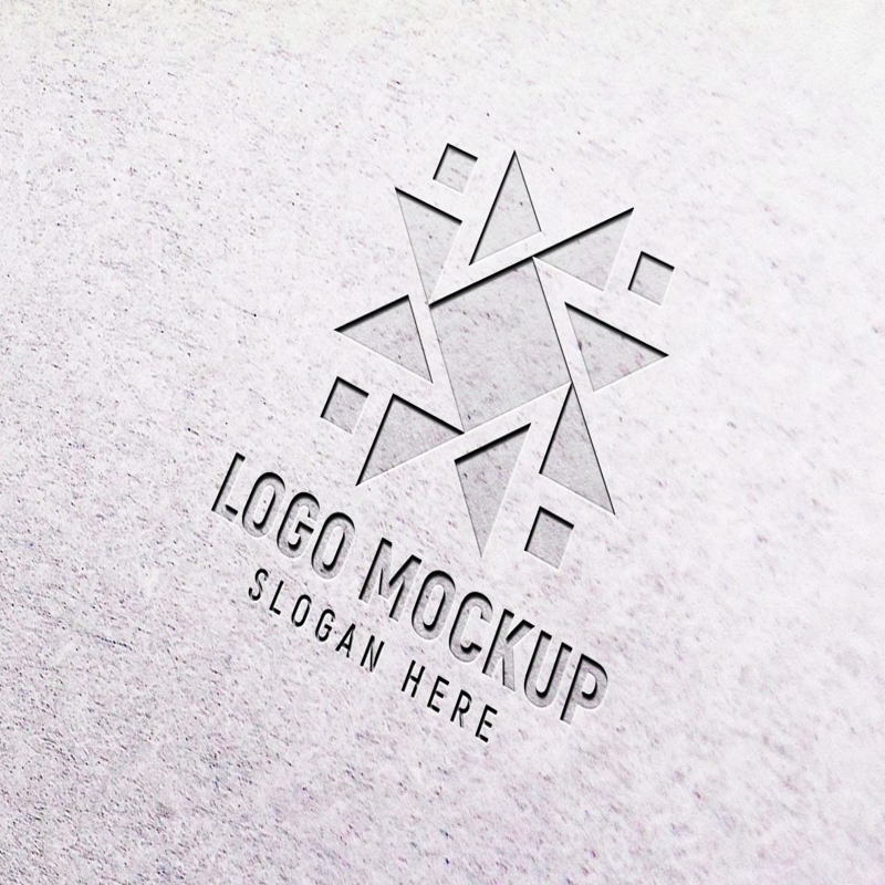 فایل موکاپ لوگو پرس شده با کاغذ سفید - White Paper Pressed Logo Mockup