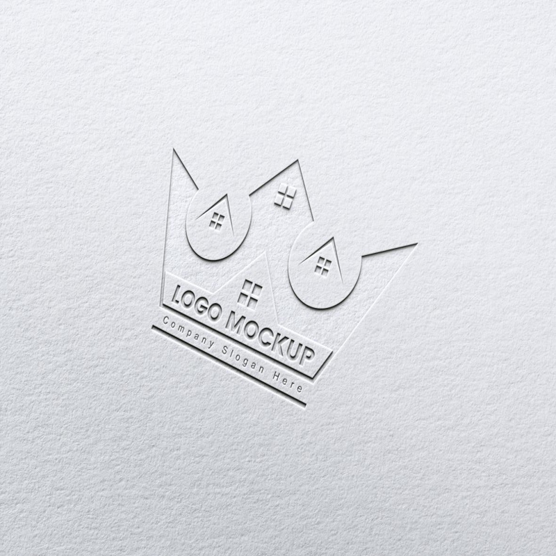 فایل ماکت کاغذ سفید با لوگوی تاج - White paper with a crown logo mockup
