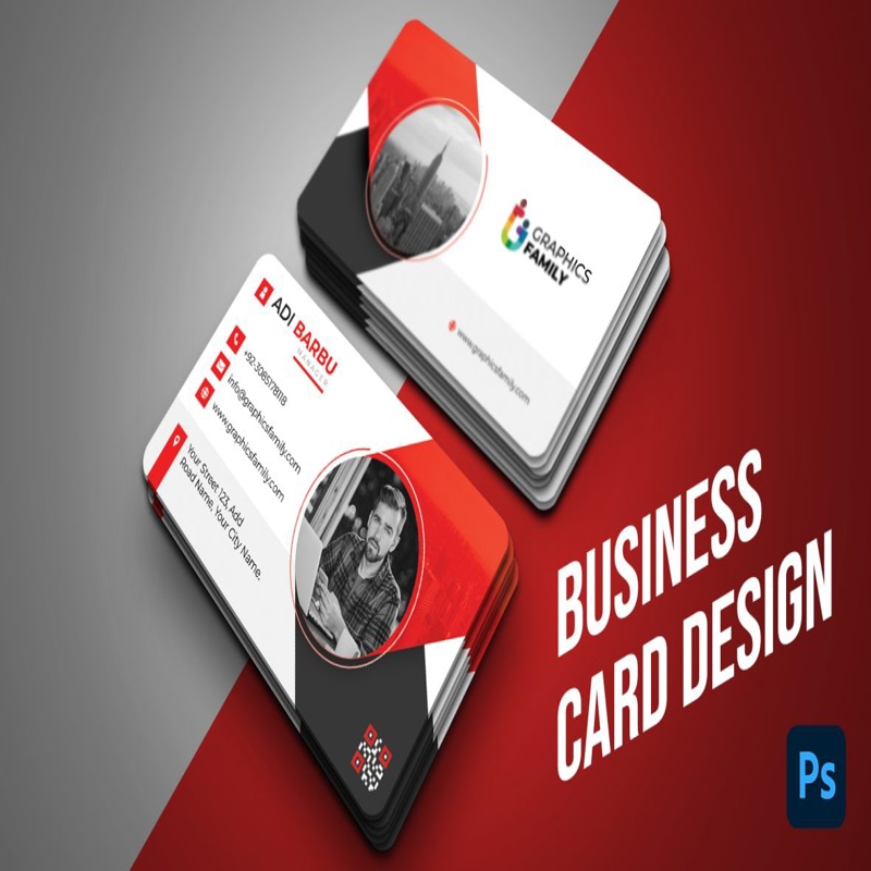 فایل طراحی کارت ویزیت سفید، قرمز و خاکستری - White, Red and Gray Business Card Design