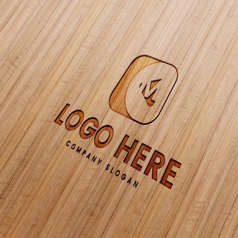 فایل موکاپ لوگو سه بعدی چوبی - Wood 3D Logo Mockups