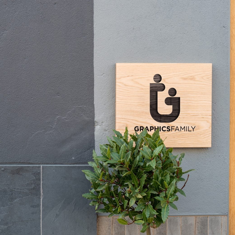 فایل موکاپ لوگو تخته چوبی فضای باز - Wooden Outdoor Board Logo Mockup