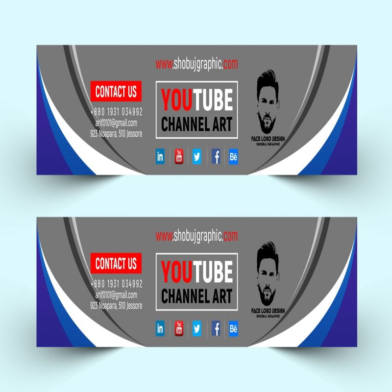 فایل دانلود قالب هنری کانال یوتیوب با سبک فلت - YouTube Channel Art Design In Flat Style Template Download