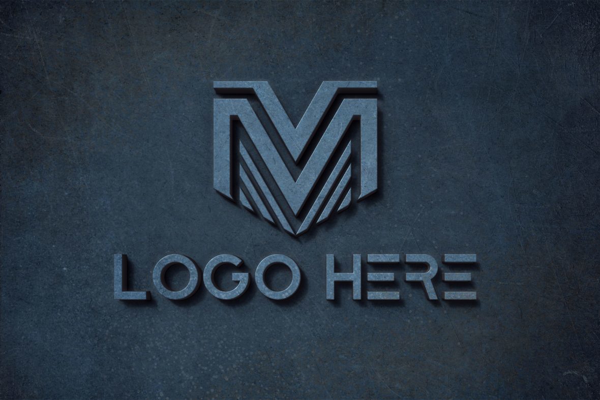 فایل موکاپ لوگو سه بعدی قابل ویرایش روی دیوار سیمانی - 3D Editable Logo Mockup on Cement wall