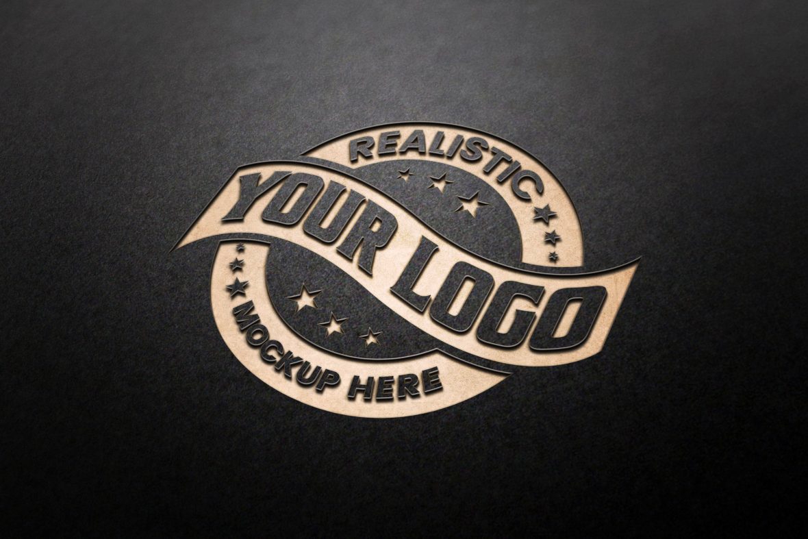 فایل موکاپ لوگو سه بعدی روی زمینه مشکی ساده - 3D Logo Mockup on Simple Black Background