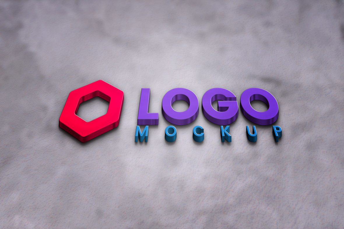 فایل موکاپ لوگو سه بعدی با افکت های فلزی و شیشه ای - 3D logo mockups with metal and glass effects