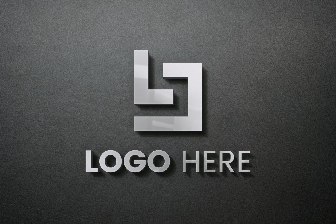 فایل موکاپ لوگو سه بعدی فلزی - 3D Steel Sign Logo Mockup
