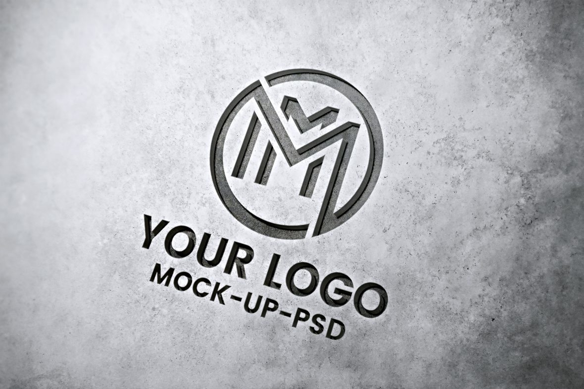 فایل موکاپ لوگوی سه بعدی سنگ - 3D Stone Logo Mockup