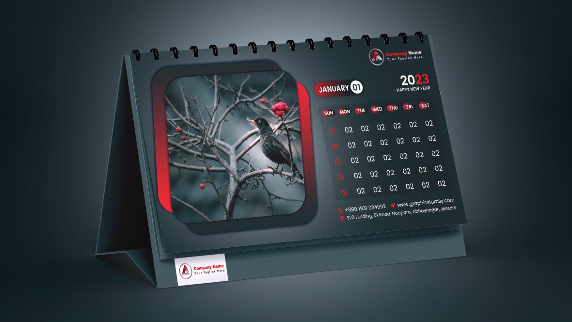 فایل طرح تقویم مشکی ۲۰۲۳ - 2023 Black Calendar Design