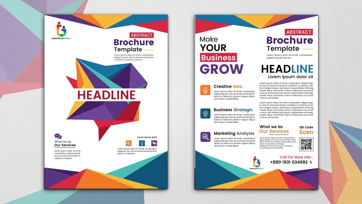 فایل قالب بروشور انتزاعی جلو و عقب - Abstract Brochure Template Front and Back