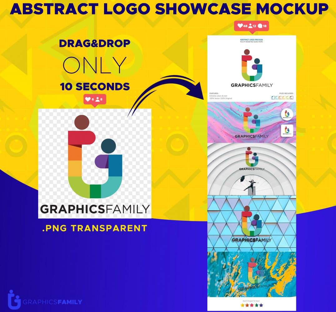 فایل موکاپ ویترین لوگوی انتزاعی - Abstract Logo Showcase Mockup