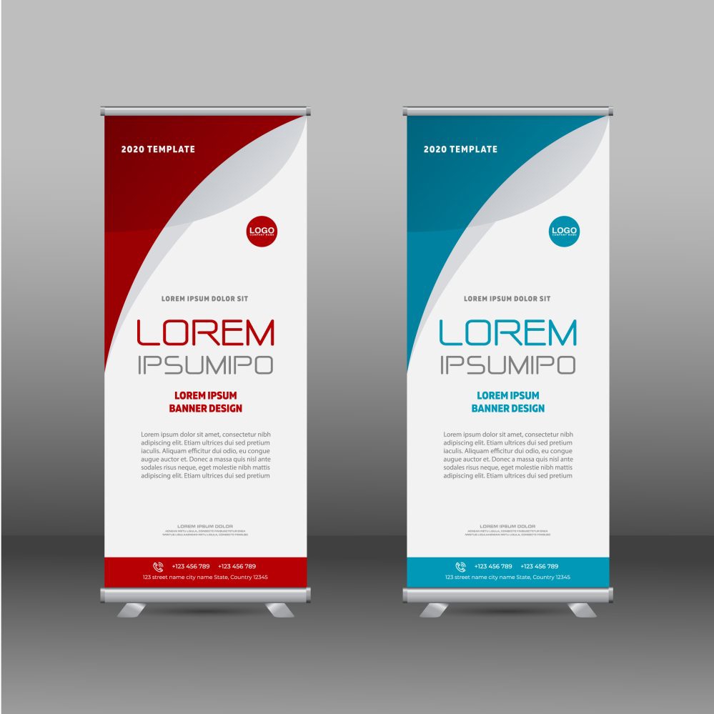 فایل طرح بنر رول آپ انتزاعی - Abstract roll up banner standee design