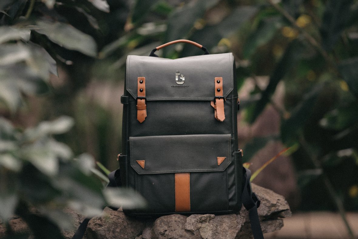فایل موکاپ لوگو فلزی کیف ماجراجویی - Adventure Bag Metal Logo Mockup