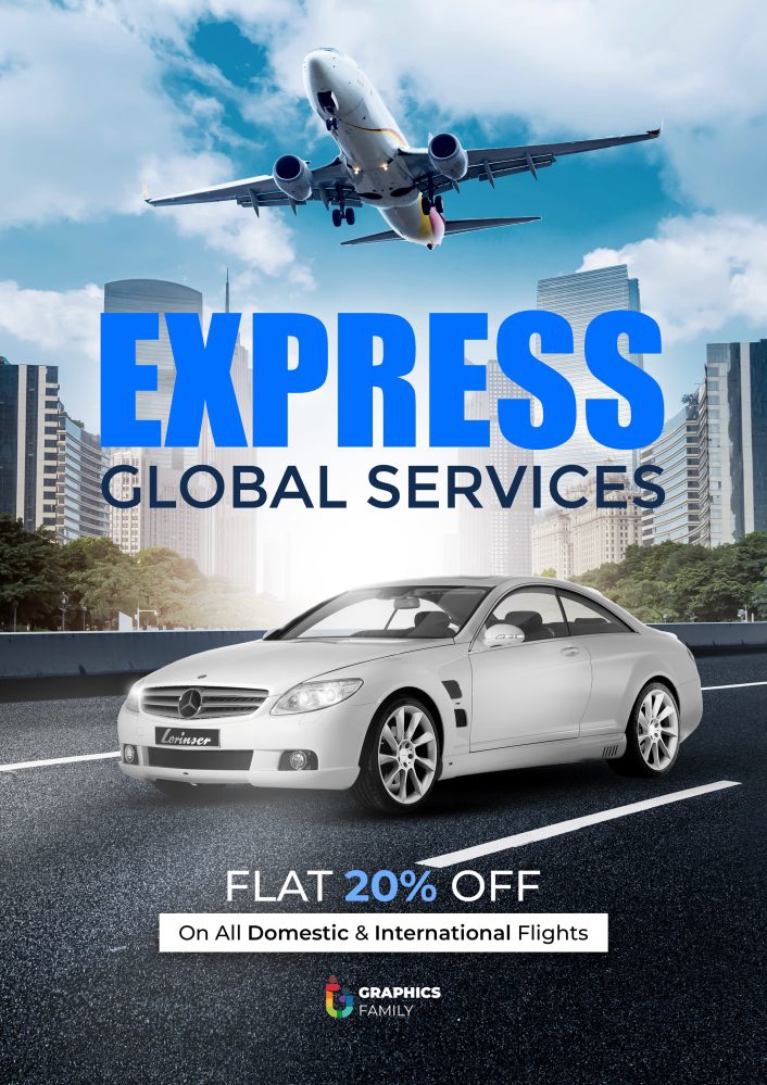 فایل طراحی بروشور تخفیف شرکت هواپیمایی - Airline Company Discount Flyer Design