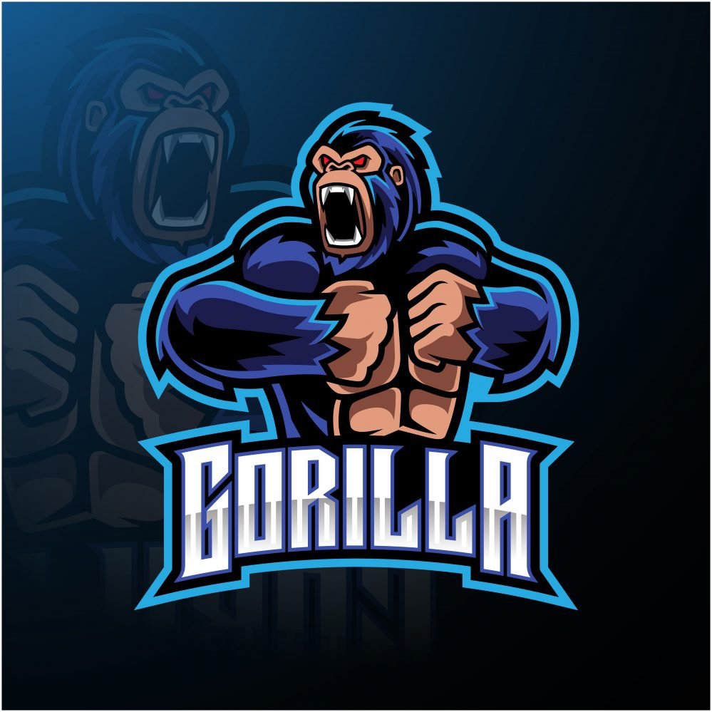 فایل لوگوی نماد ورزش‌های الکترونیکی گوریل خشمگین - Angry Gorilla Esports Mascot Logo