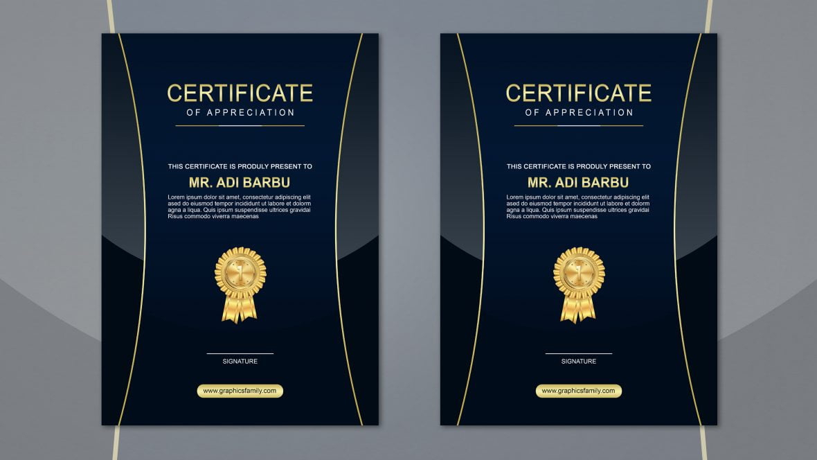 فایل طرح PSD تقدیرنامه - Appreciation Certificate Design PSD