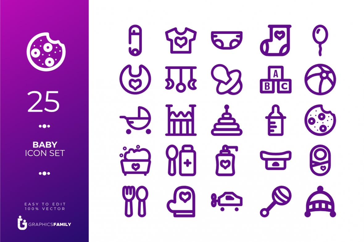 فایل مجموعه آیکون‌های نوزادان - Babies Icon Set