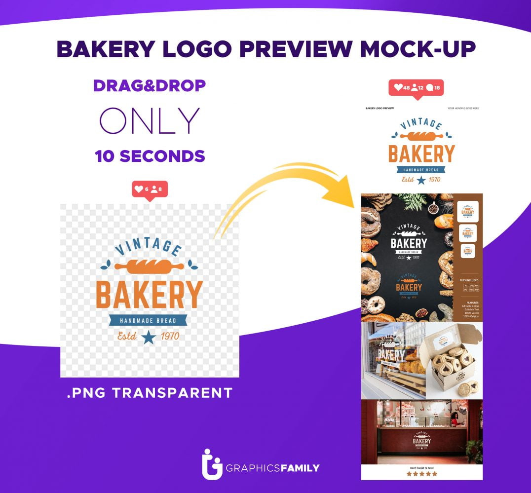 فایل پیش‌نمایش لوگو نانوایی - Bakery Logo Preview Mockup