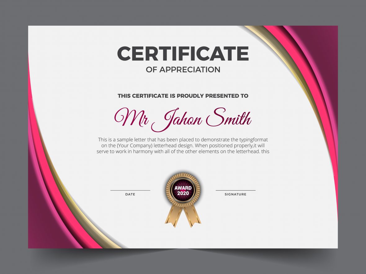 فایل الگوی زیبا برای گواهی موفقیت - Beautiful certificate of achievement template