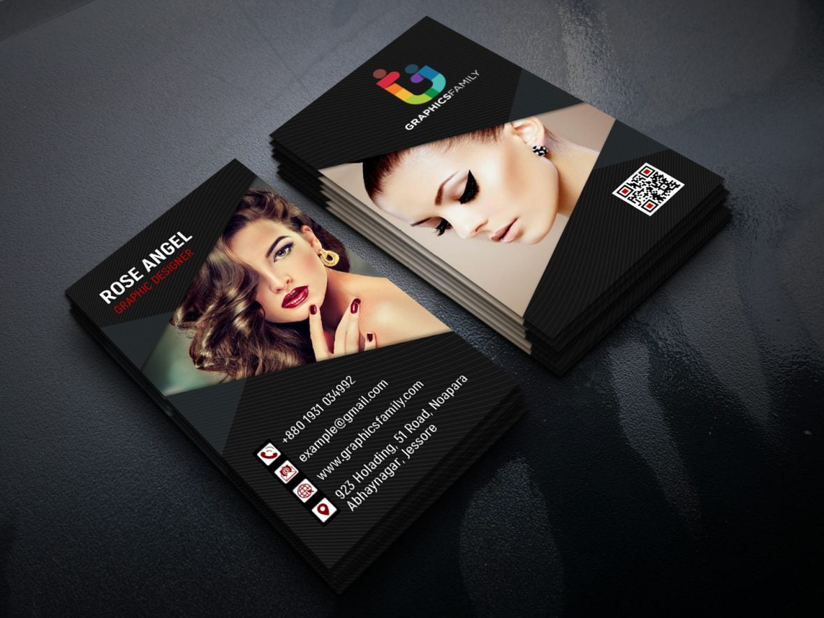 فایل طراحی کارت ویزیت عمودی زیبایی و مد - Beauty and Fashion Vertical Business Card Design