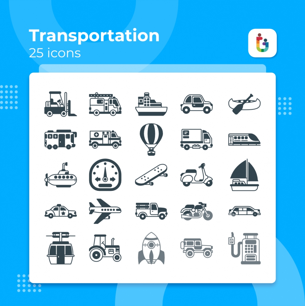 فایل ۲۵ آیکون منحصر به فرد با مفهوم حمل و نقل - Best 25 Unique Transport Concept Icons
