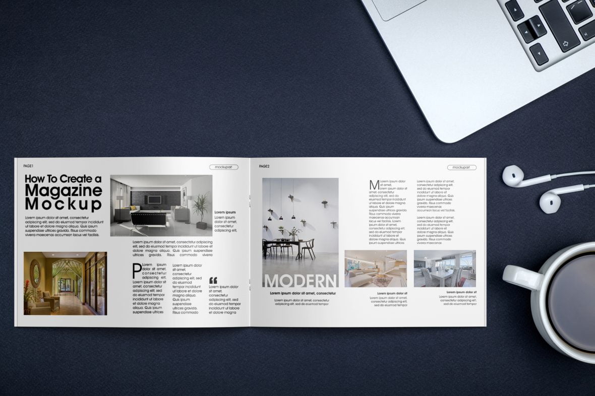 فایل موکاپ بروشور دو لت PSD - Bi Fold Brochure PSD Mockup