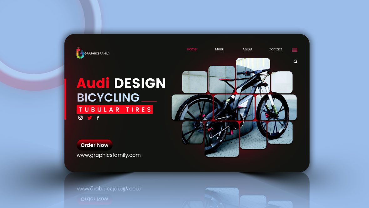 فایل طراحی بنر سایت دوچرخه سواری - Bicycling website banner design