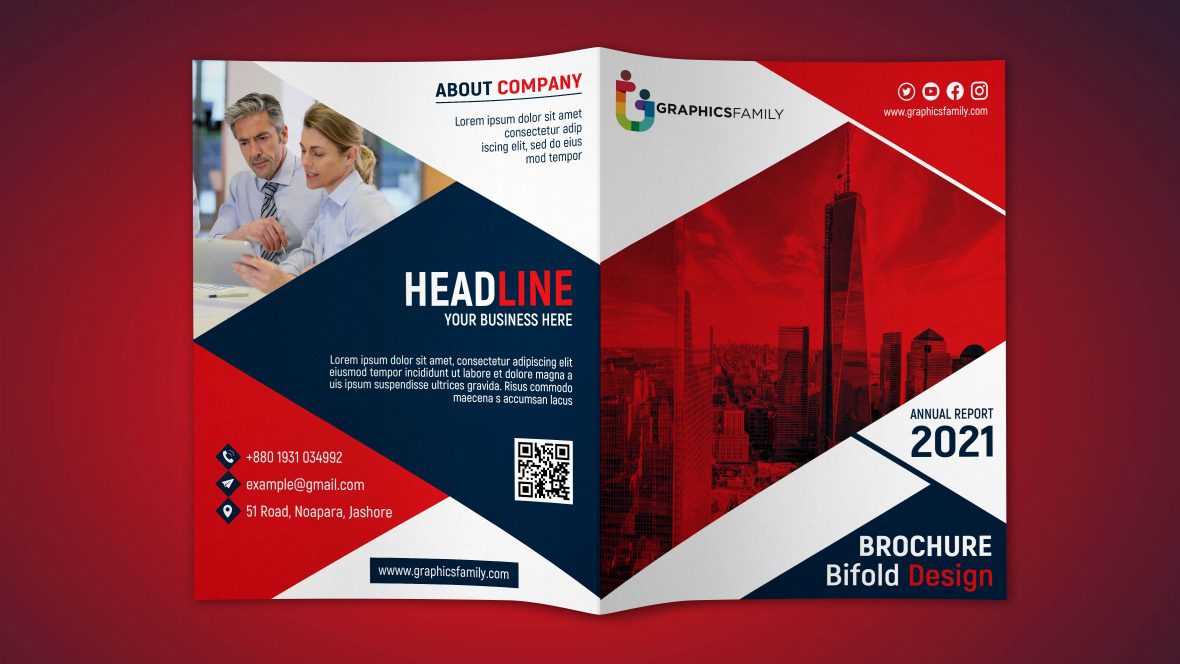 فایل طرح بروشور دو لت PSD - Bifold Brochure Design PSD