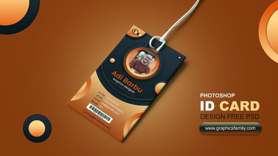 فایل الگوی طراحی کارت شناسایی سیاه و نارنجی - Black and Orange ID Card Design Template