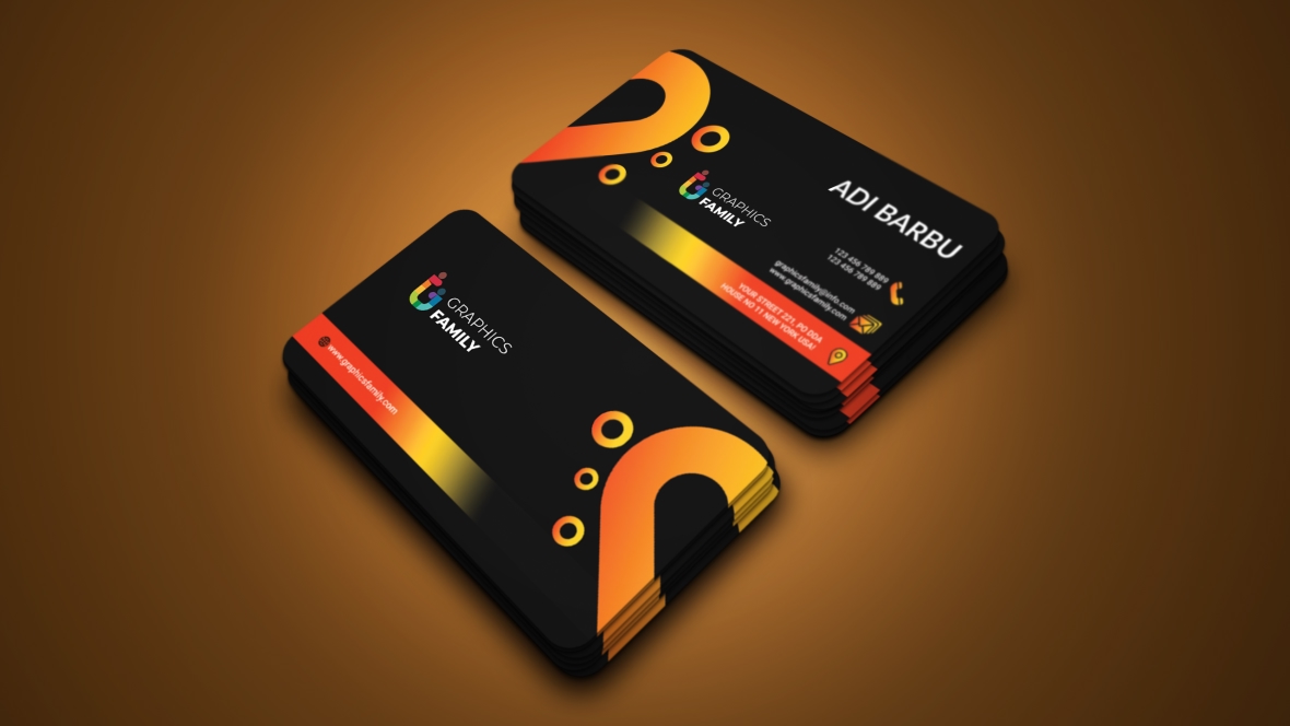 فایل الگوی طراحی کارت ویزیت قابل چاپ سیاه و نارنجی - Black and Orange Printable Business Card Design Template