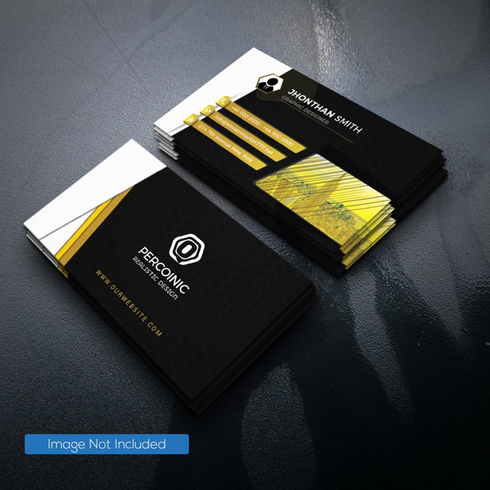 فایل الگوی کارت ویزیت سیاه و زرد - Black and Yellow Business Card Template