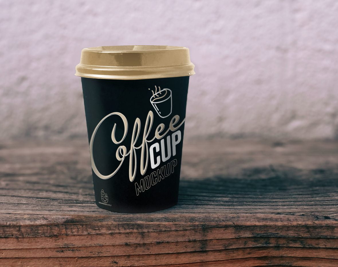 فایل ماکت طرح فنجان سیاه - Black Cup Design Mockup