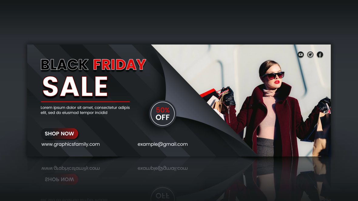 فایل طراحی کاور فیسبوک جمعه سیاه - Black Friday Facebook Cover Design