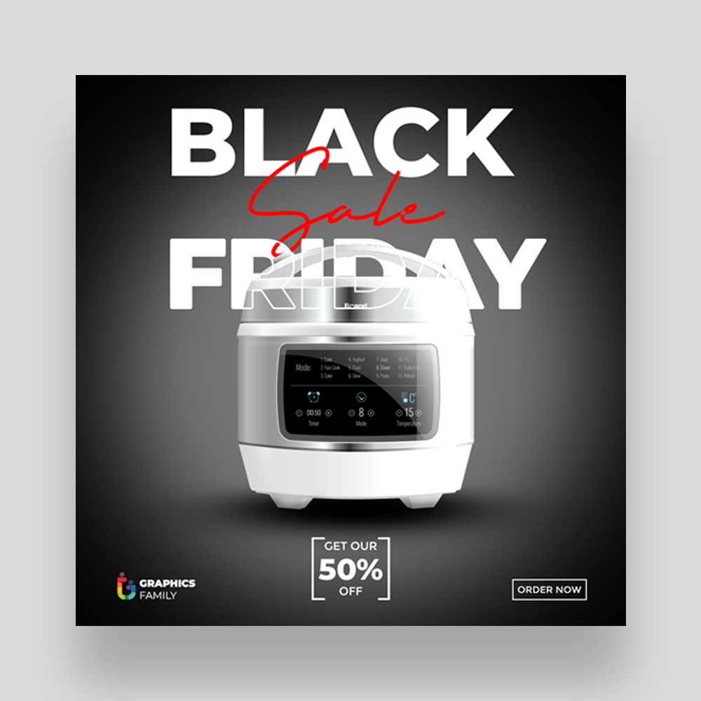 فایل طراحی پست اینستاگرام جمعه سیاه - Black Friday Instagram Post Design