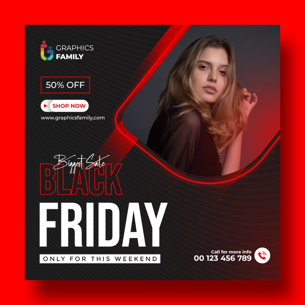 فایل الگوی پست رسانه‌های اجتماعی جمعه سیاه - Black Friday Social Media Post Template