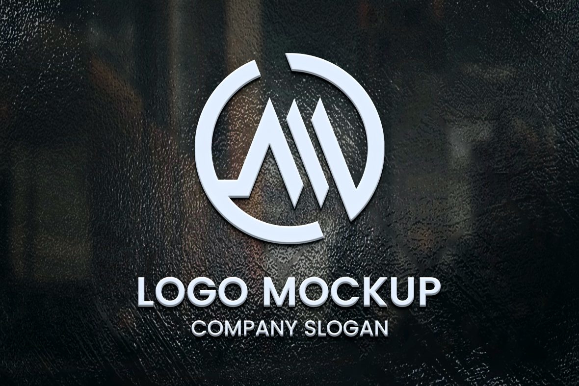 فایل موکاپ لوگو سه بعدی شیشه مشکی - Black Glass 3D Logo Mockup