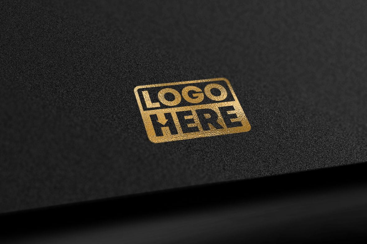 فایل موکاپ لوگو زیبا با طلای سیاه - Black Gold Elegant Logo Mockup