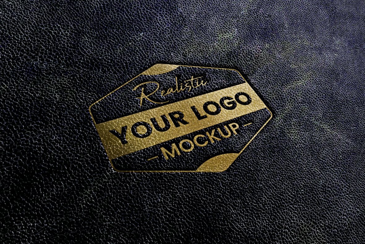 فایل موکاپ لوگو مهر چرم مشکی - Black Leather Stamping Logo Mockup