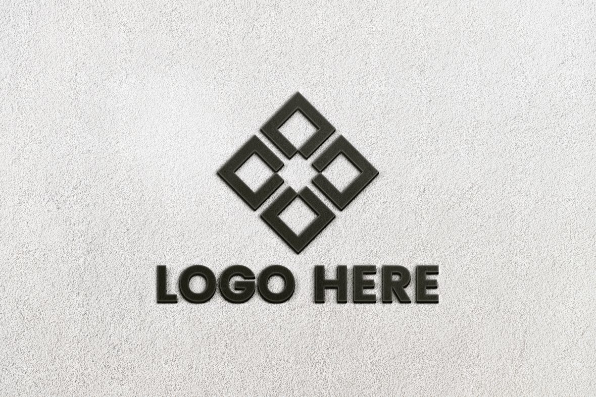 فایل موکاپ لوگوی مشکی روی دیوار سفید - Black Logo Mockup on White Wall