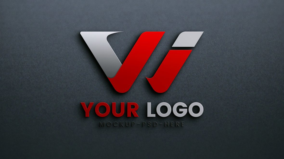 فایل موکاپ طراحی لوگو دیوار سیاه - Black Wall Logo Design Mockup