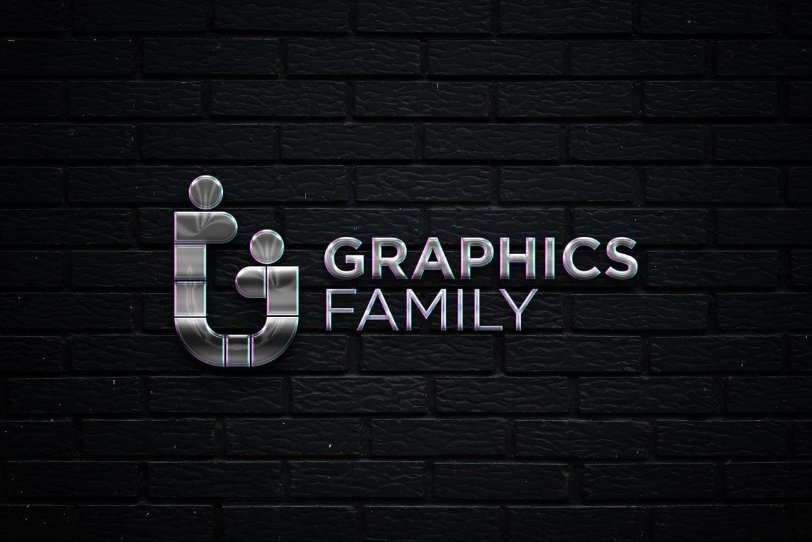 فایل لوگوی فلزی دیوار سیاه - Black Wall Metallic Logo