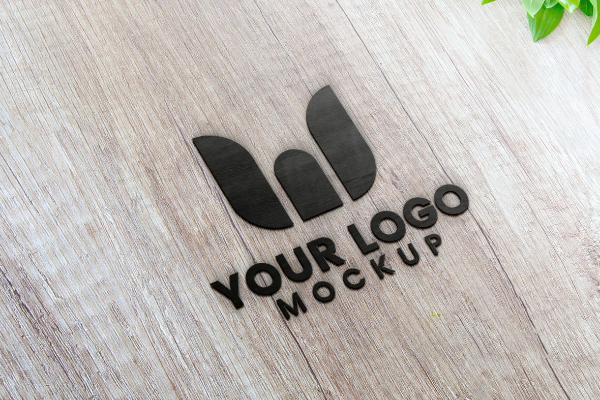 فایل موکاپ لوگو سه بعدی چوب سیاه - Black Wood 3D Logo Mockup