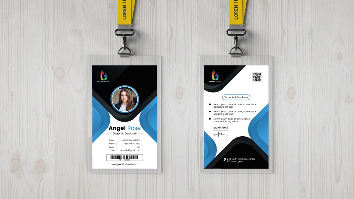 فایل الگوی کارت شناسایی کسب و کار شرکت آبی و سیاه - Blue And Black Company Business Id Card Template