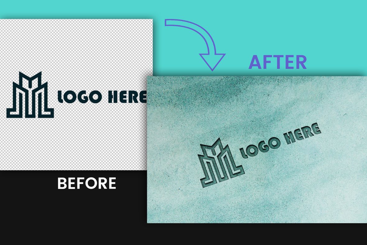 فایل موکاپ لوگو شن آبی - Blue Sand Logo Mockup