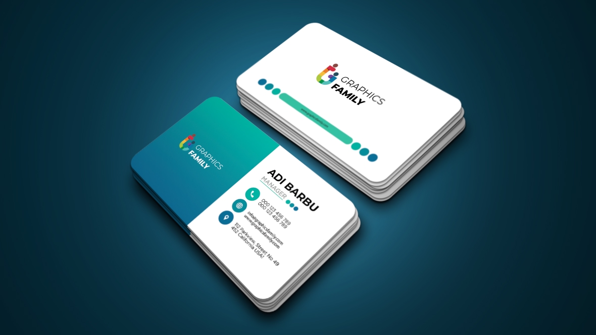 فایل الگوی طراحی کارت ویزیت آبی فیروزه‌ای - Blue Turquoise Business Card Design Template
