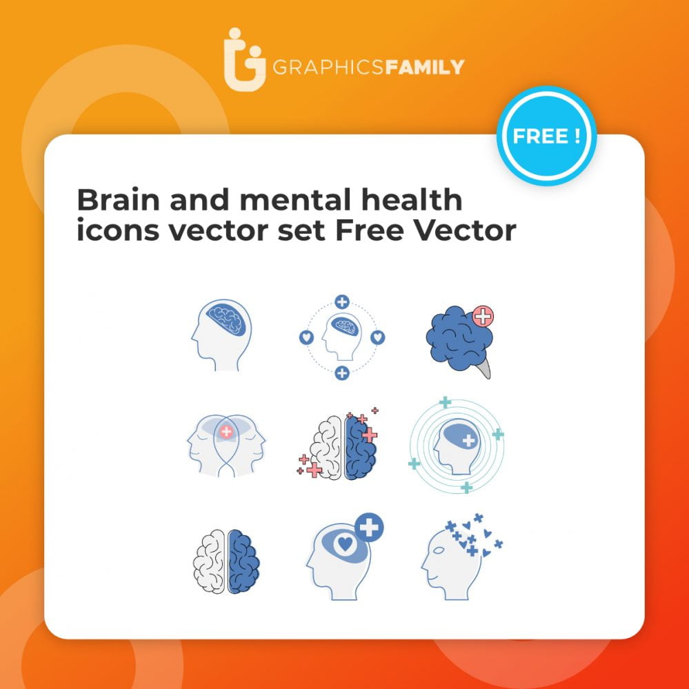 فایل مجموعه آیکون‌های سلامت روان و مغز - Brain and mental health icons vector set Vector